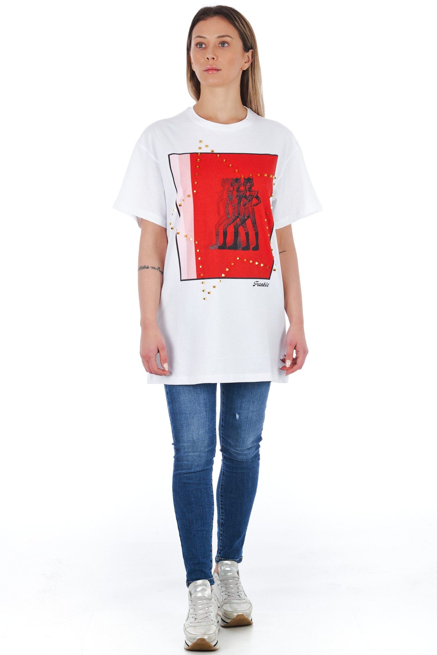 White Cotton Women T-Shirt