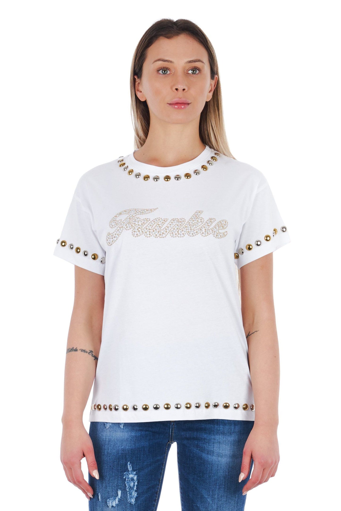 White Cotton Women T-Shirt