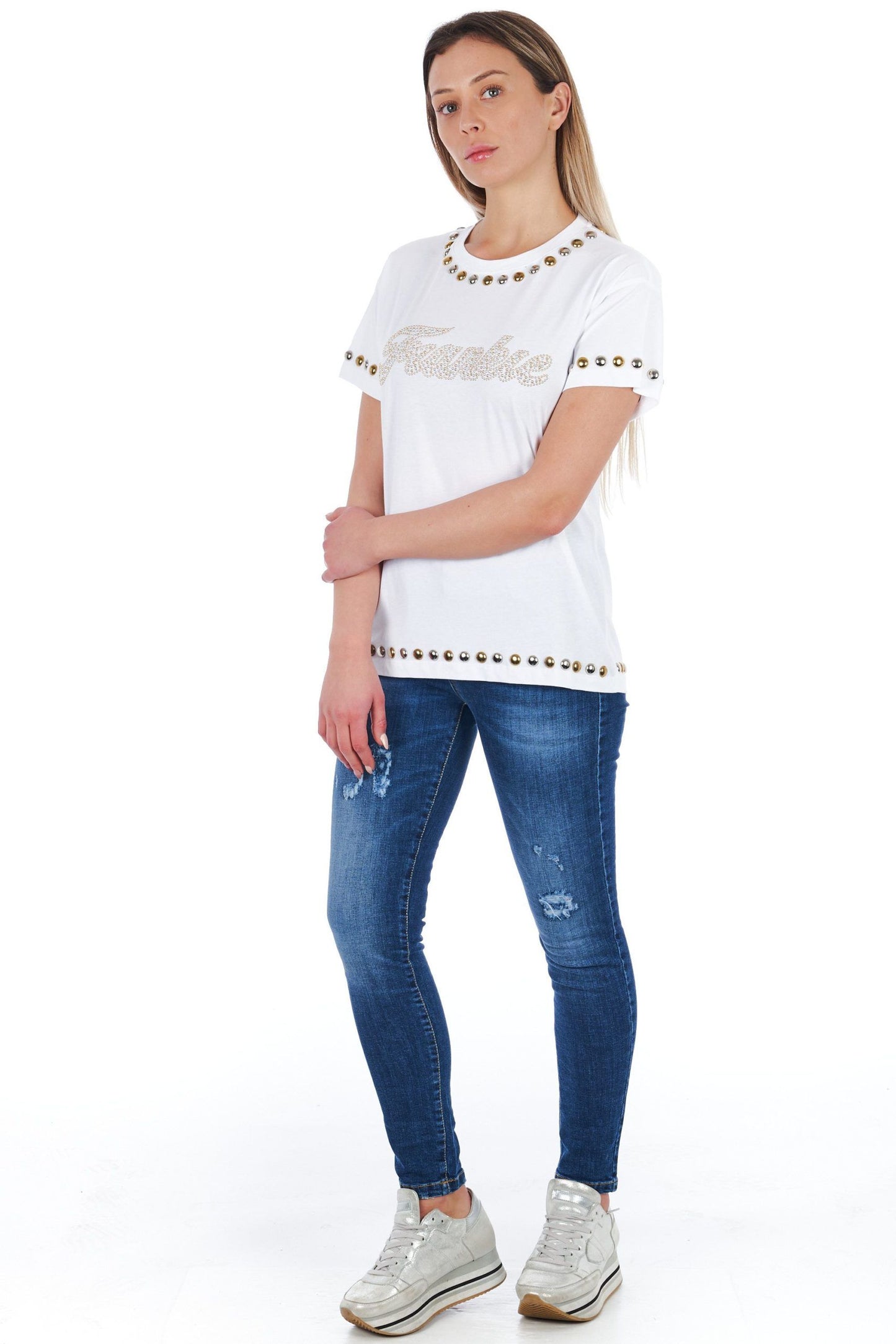 White Cotton Women T-Shirt