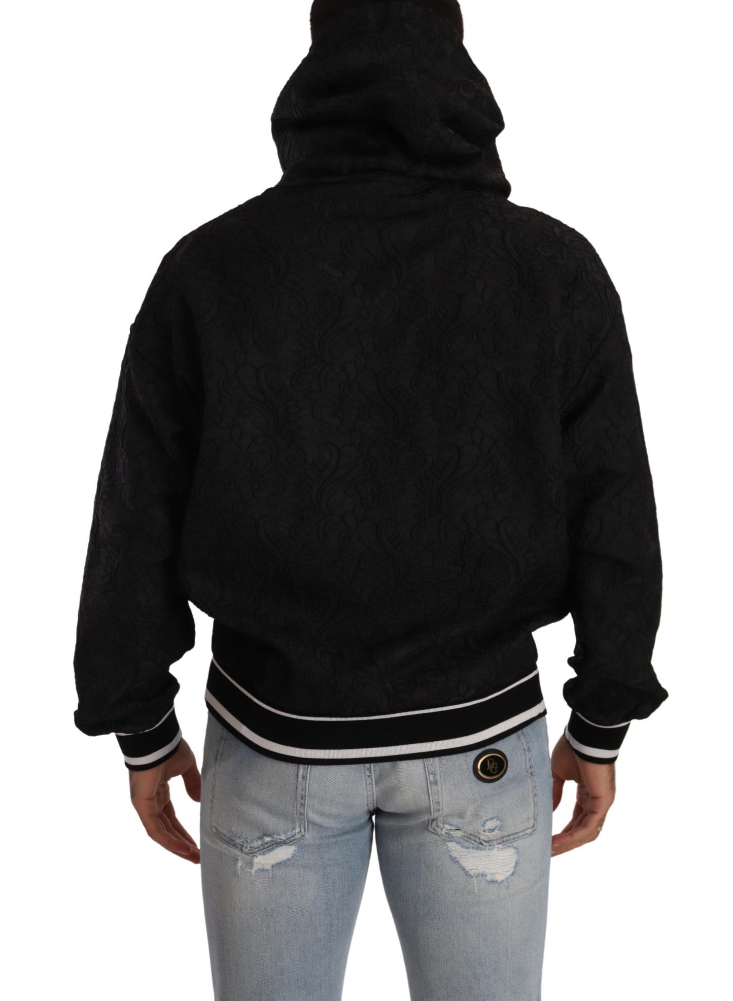 Elegant Black Logo Detailed Hooded Sweatshirt