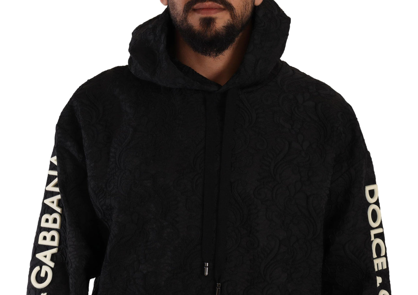 Elegant Black Logo Detailed Hooded Sweatshirt