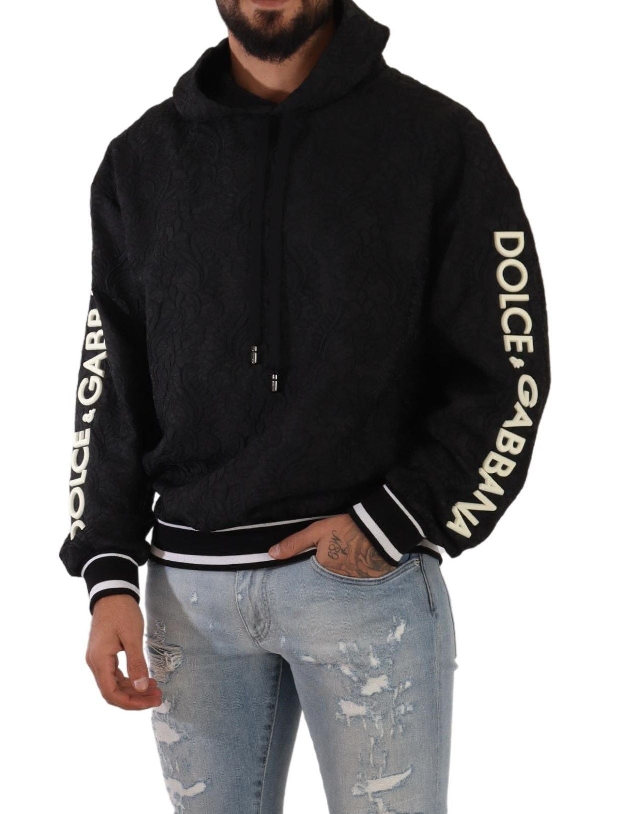 Elegant Black Logo Detailed Hooded Sweatshirt