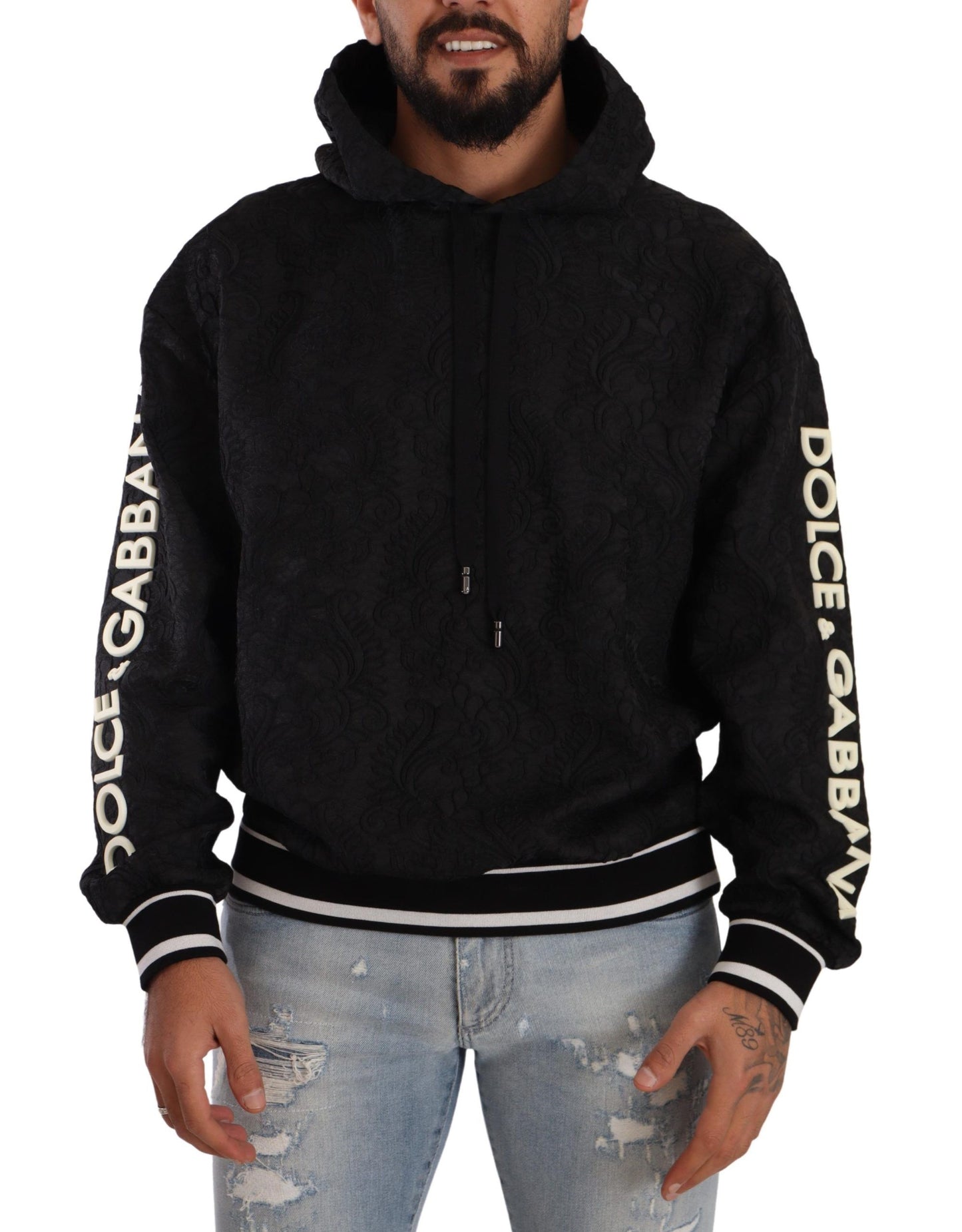 Elegant Black Logo Detailed Hooded Sweatshirt