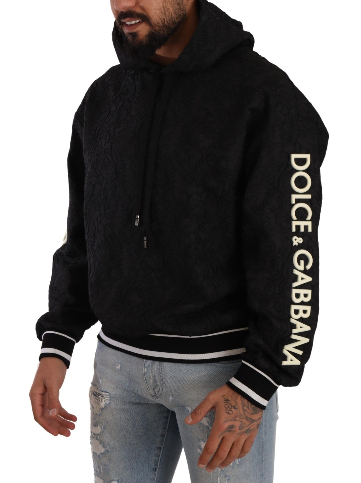 Elegant Black Logo Detailed Hooded Sweatshirt