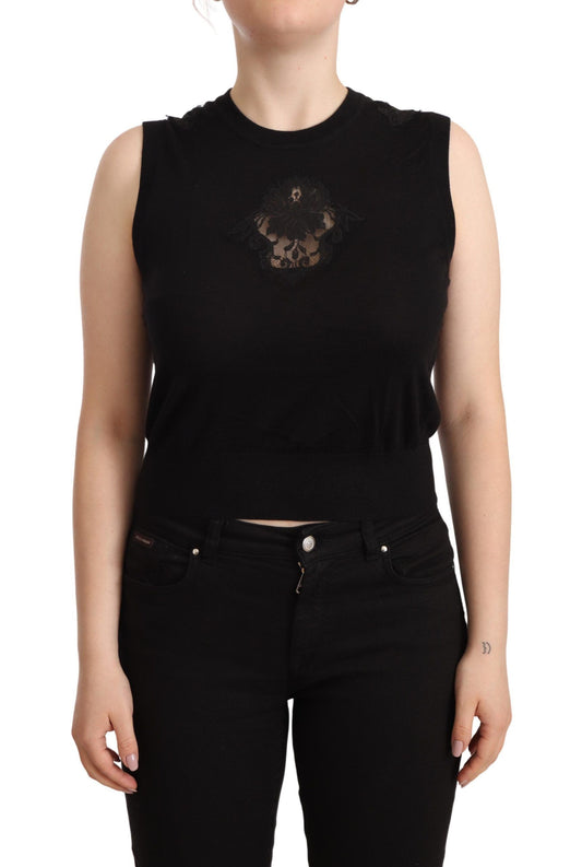 Silk Cashmere Sleeveless Top in Chic Black