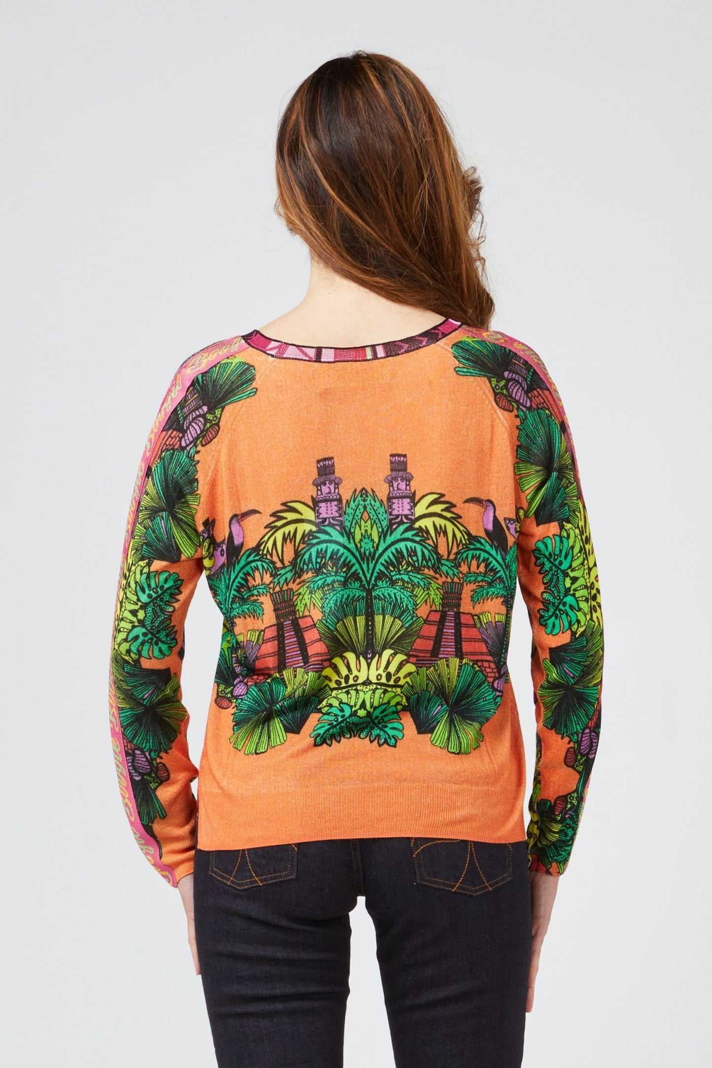 Orange Viscose Womens Sweater