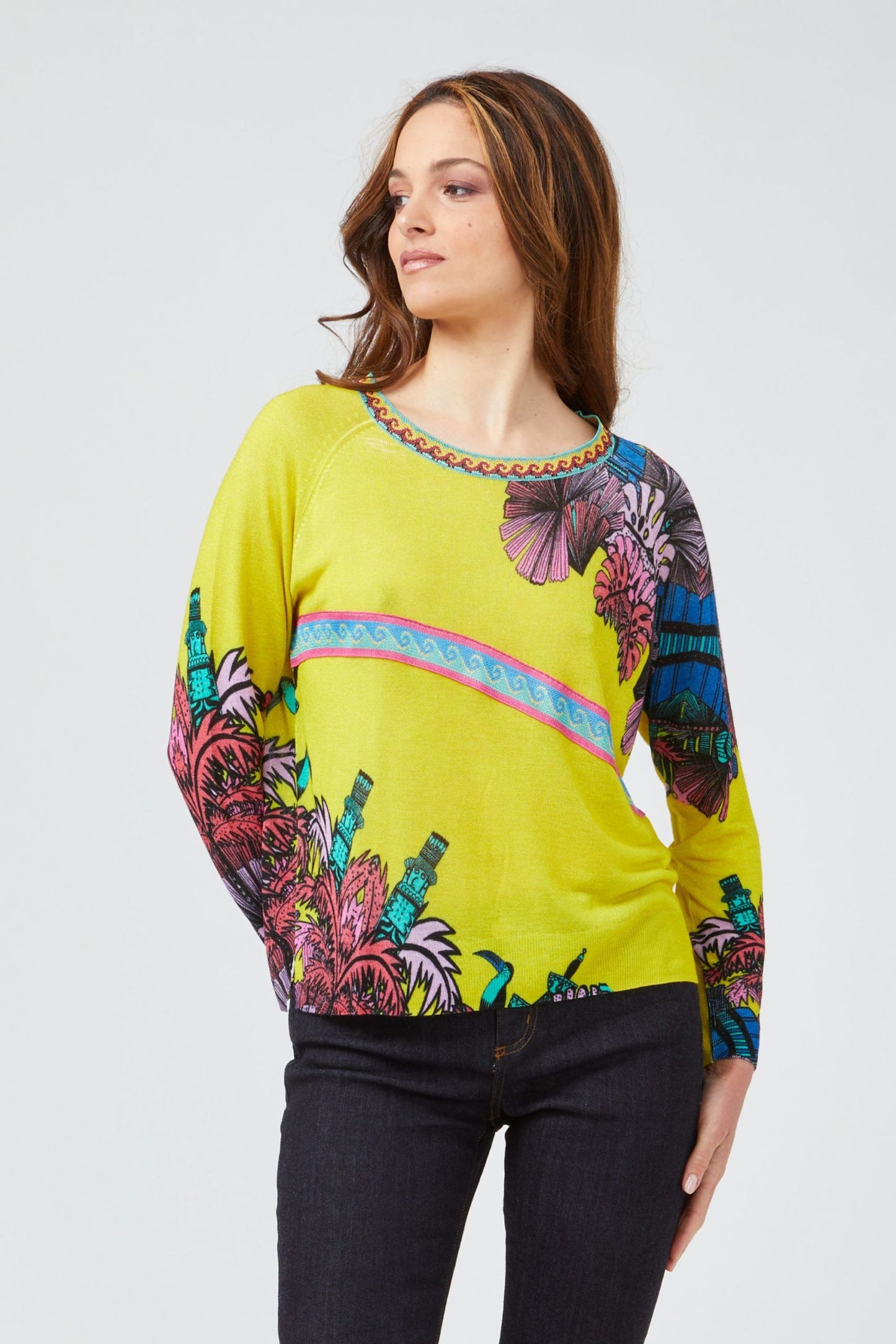 Yellow Viscose Women Sweater