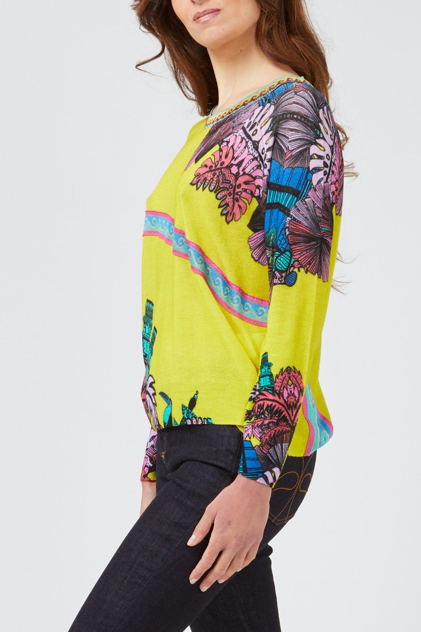 Yellow Viscose Women Sweater