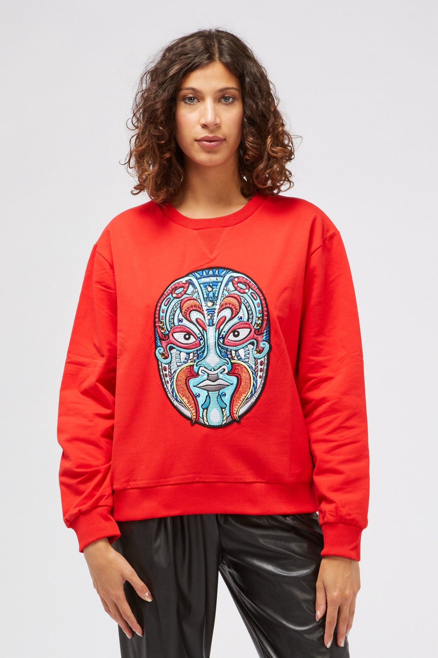 Red Cotton Women Sweater