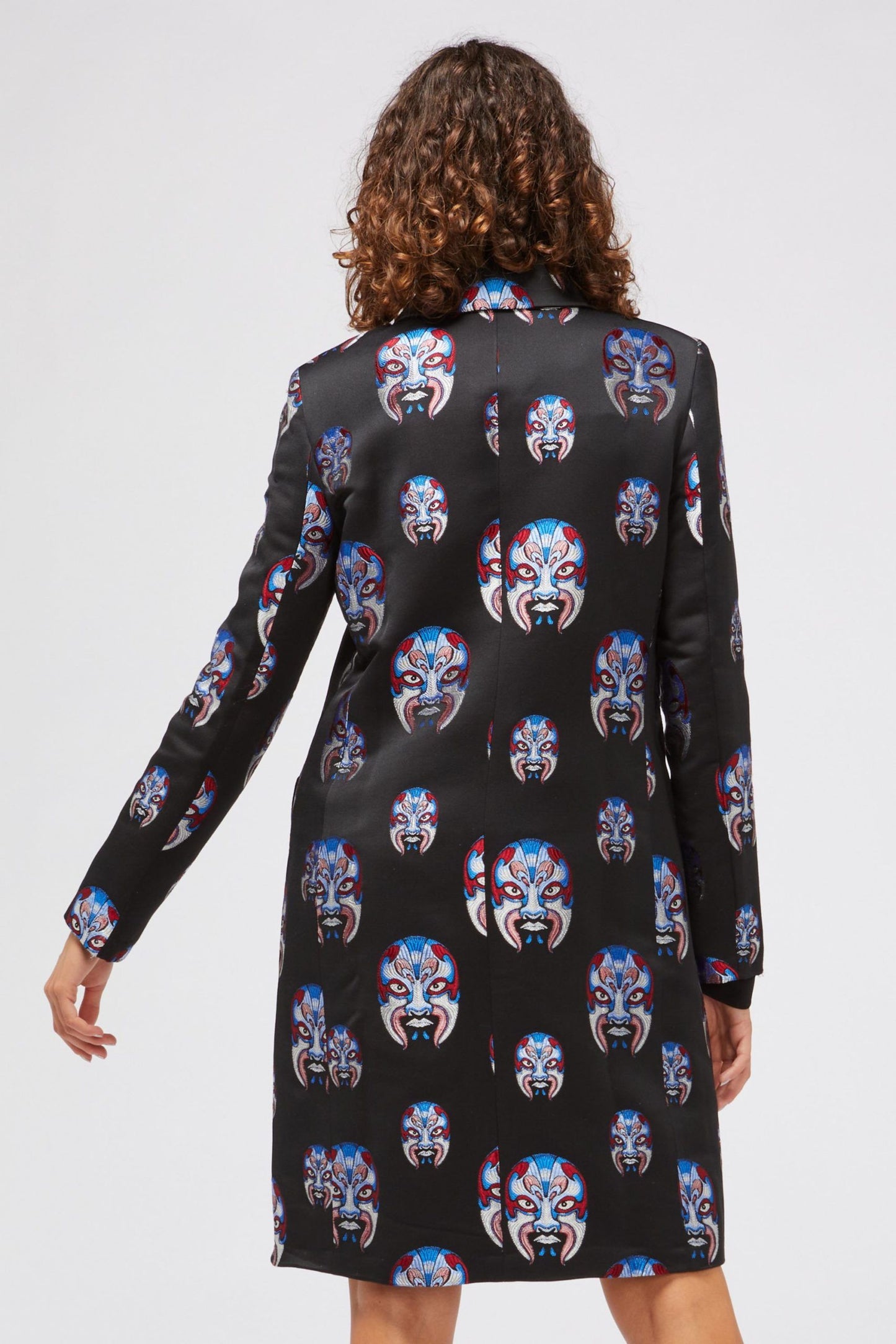 Black Polyester Women Coat