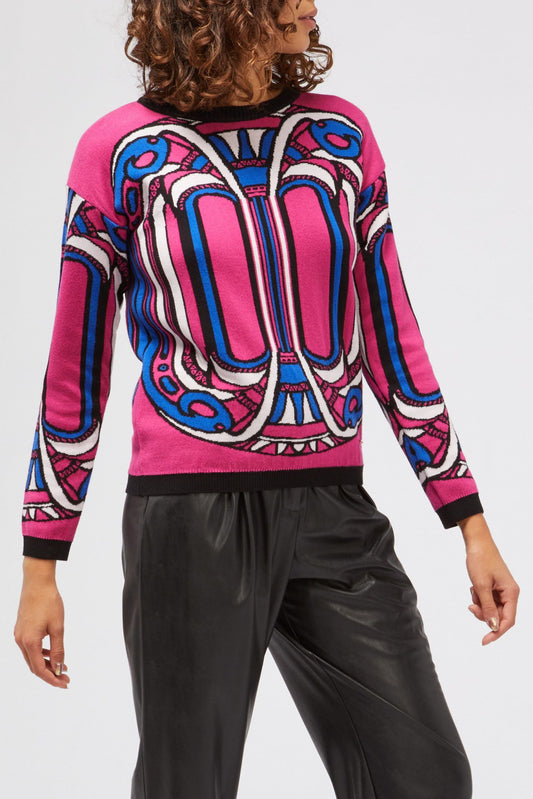 Fuchsia Cotton Women Sweater