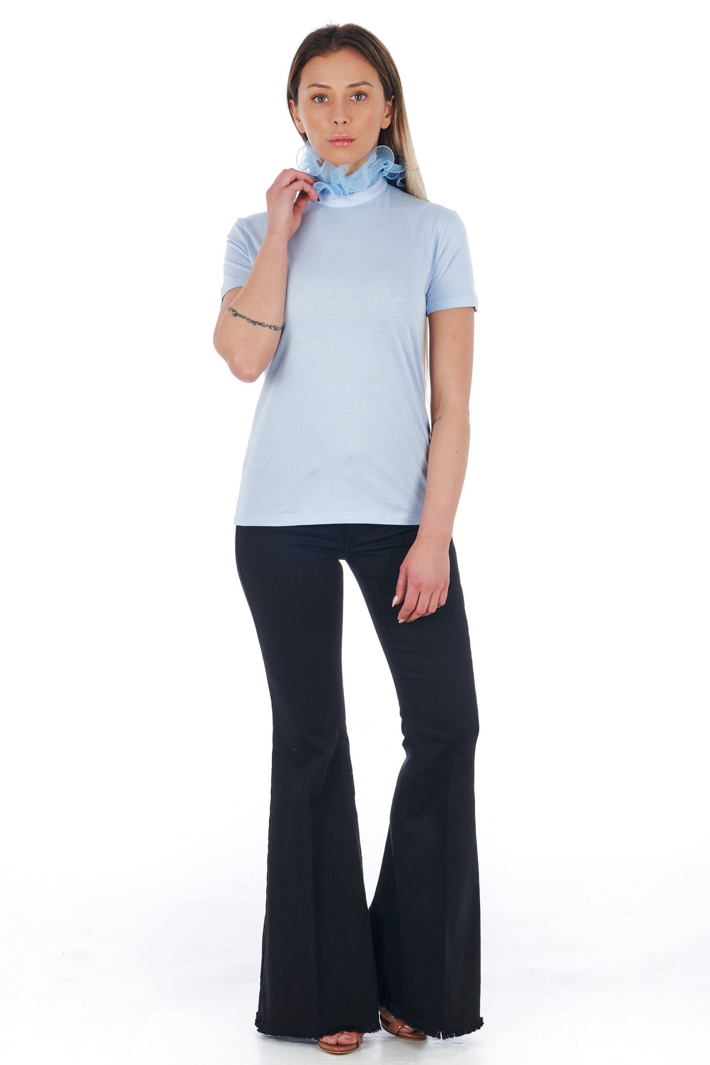 Light-Blue Cotton Women Top