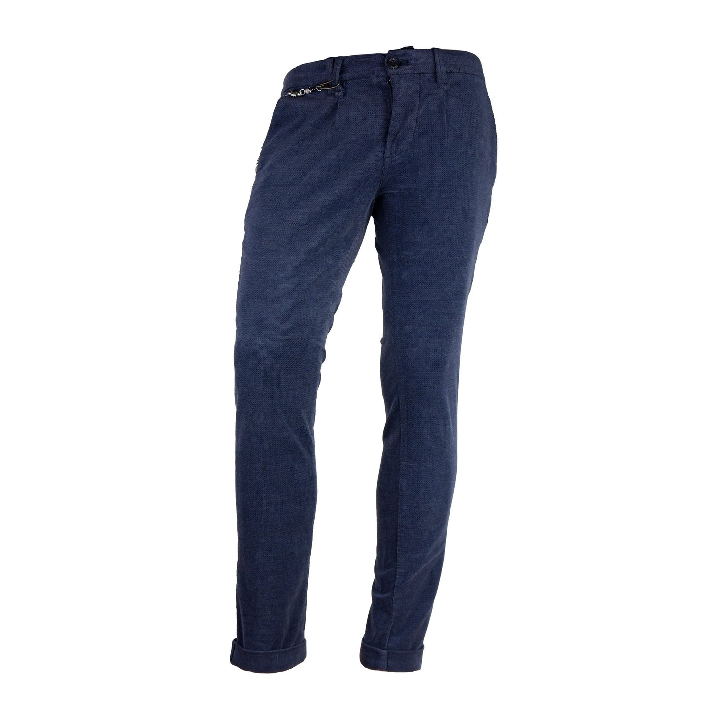 Blue Cotton Men Trouser