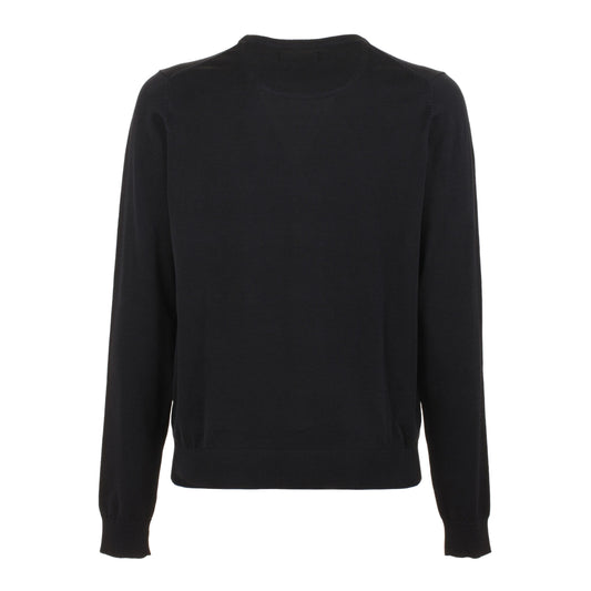 Black Cotton Men Sweater