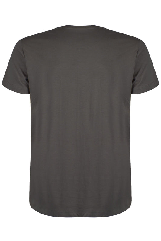 Chic Gray Round Neck Tee with Front Print