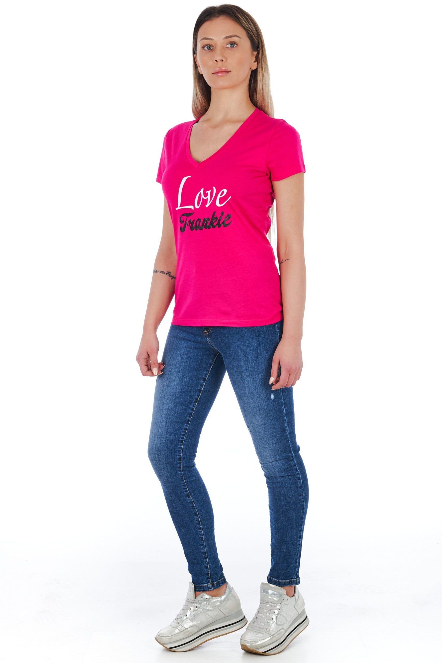 Pink Cotton Women T-Shirt