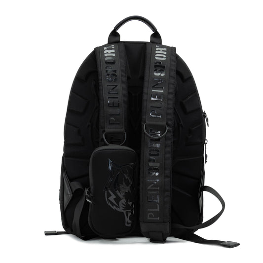 Black Polyester Men Backpack