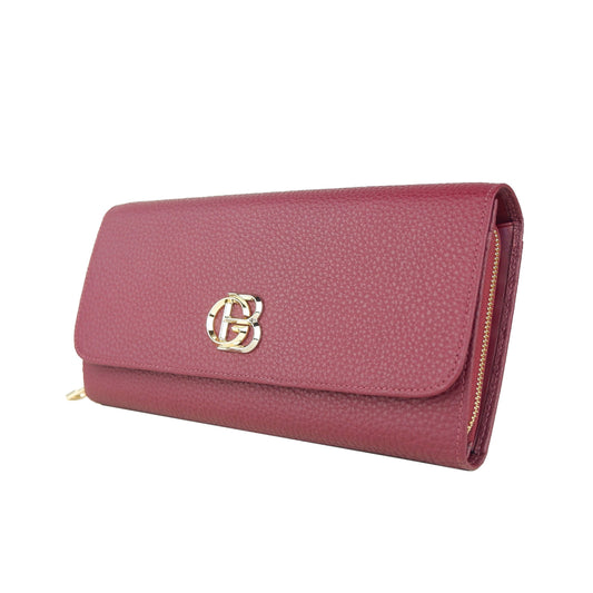 Dark Red Calfskin Women Wallet