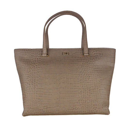 Elegant Brown Vitello Leather Handbag