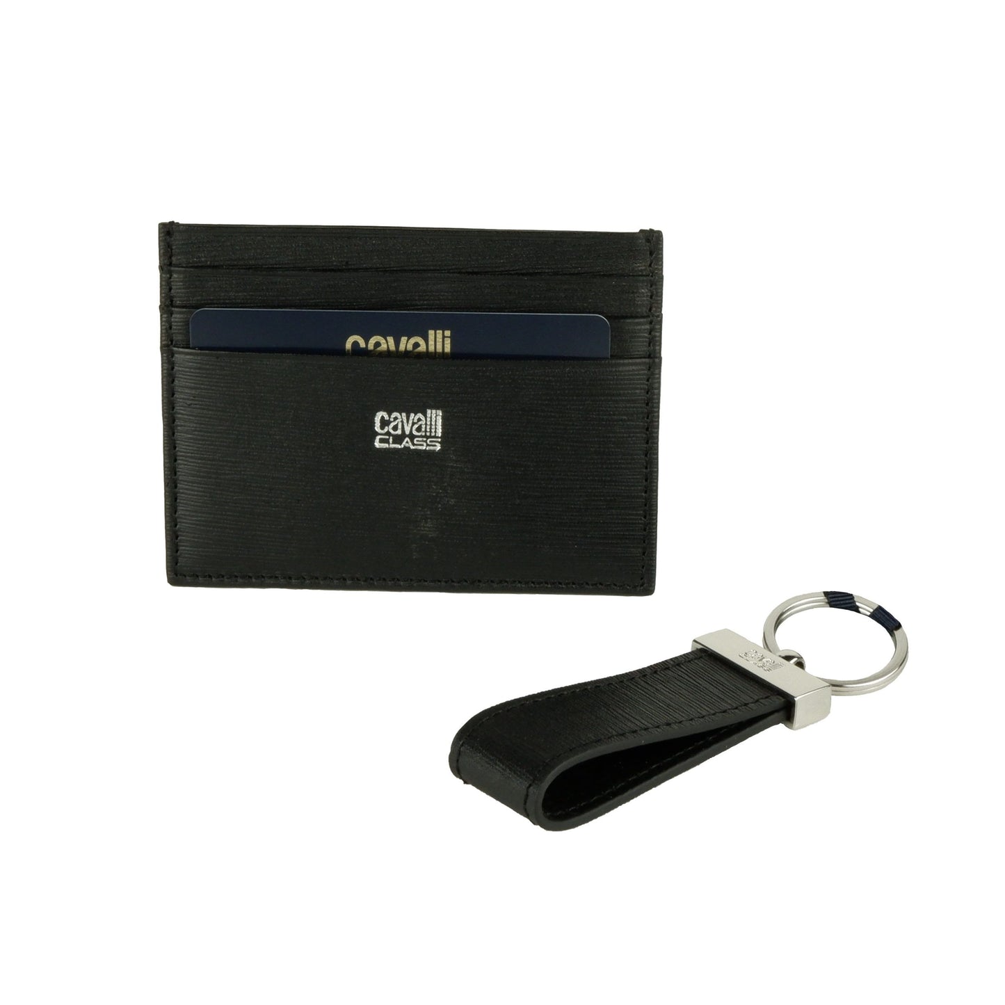 Black Calfskin Men Keychain