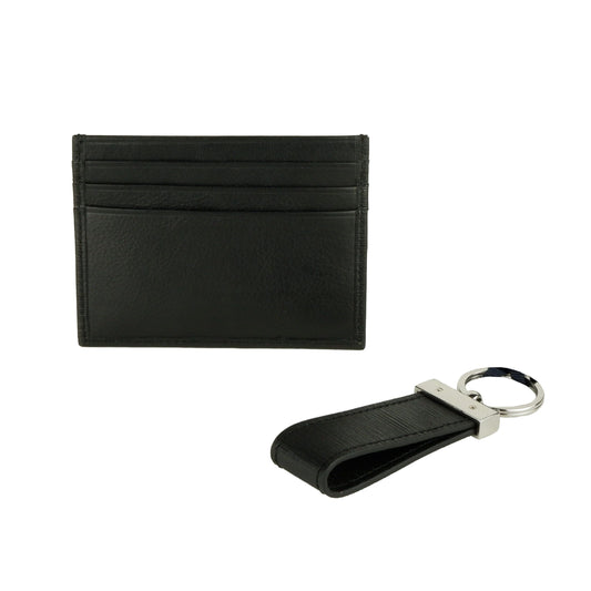 Black Calfskin Men Keychain