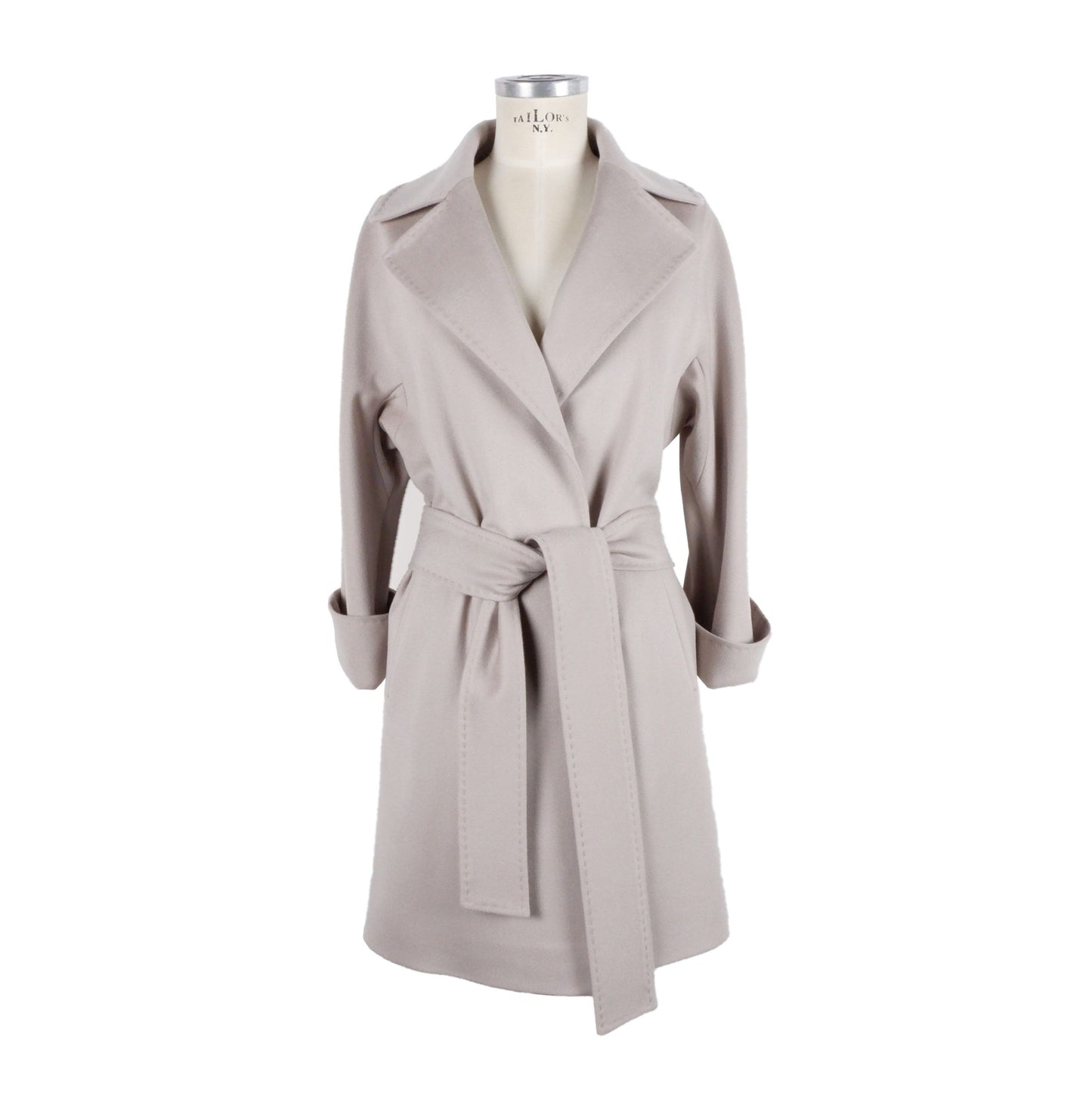 Beige Virgin Wool Women Coat