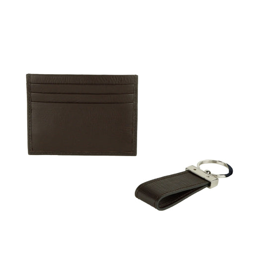 Brown Calfskin Men Keychain