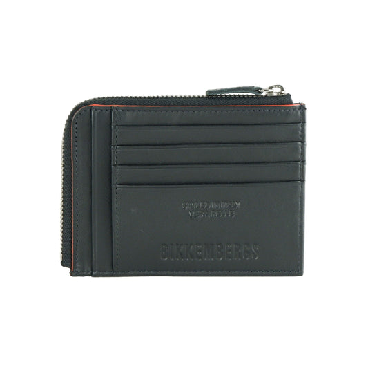 Sleek Black Card Case with Zipper Pocket