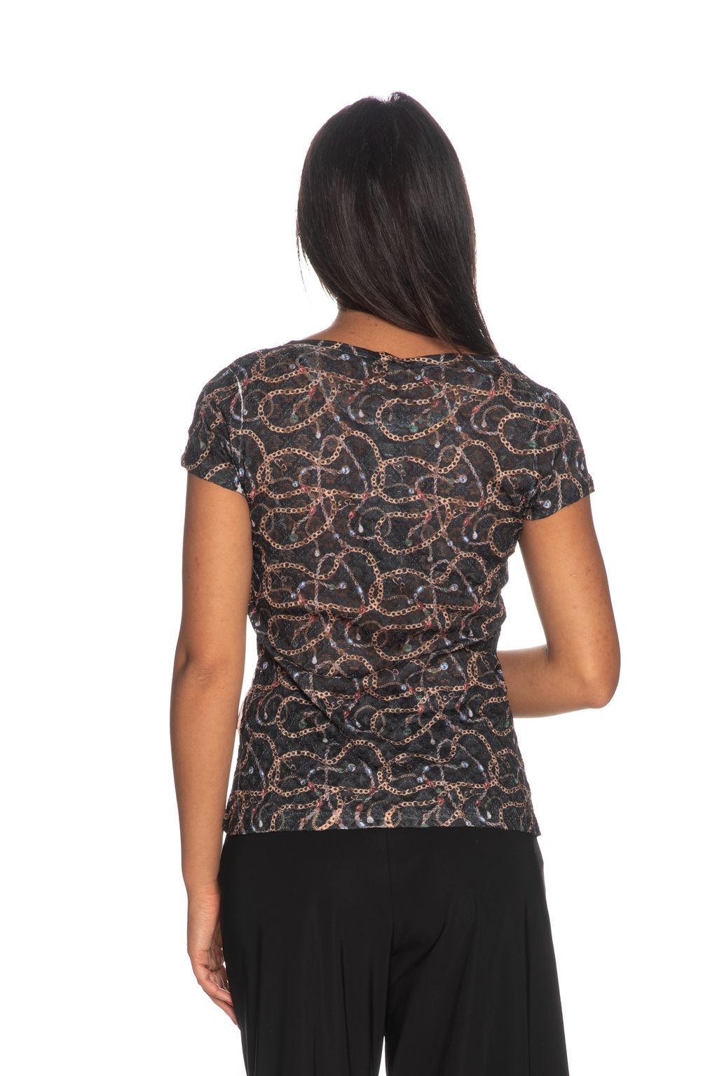 Black Polyester Women T-Shirt