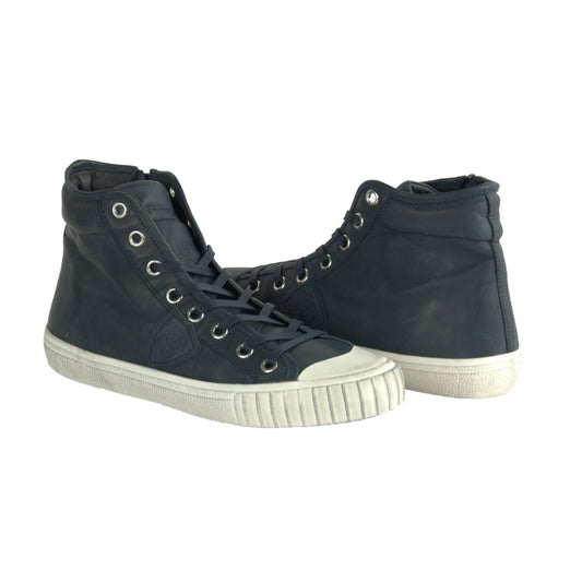 Blue Leather Men Sneaker