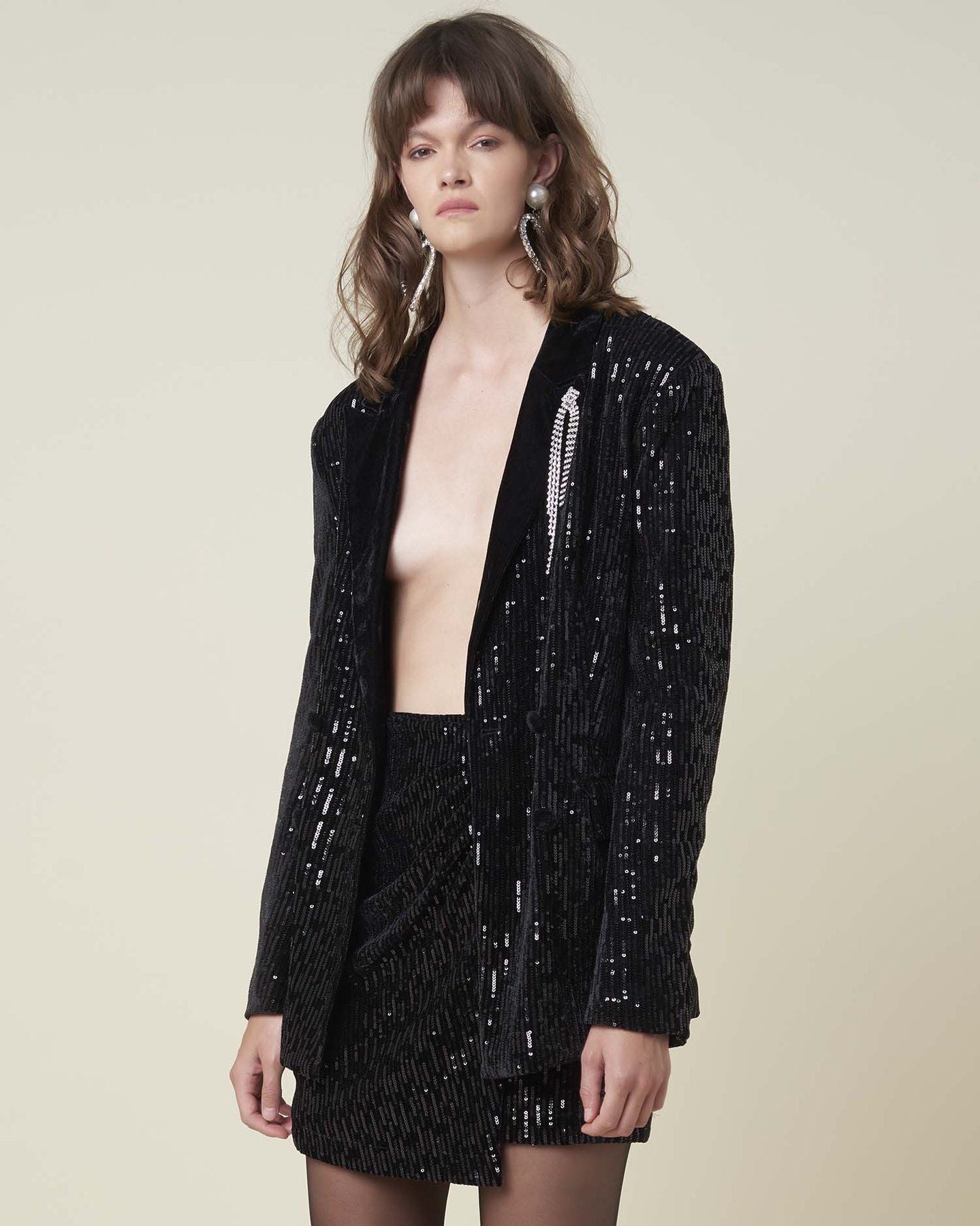 Black Polyester Women Blazer