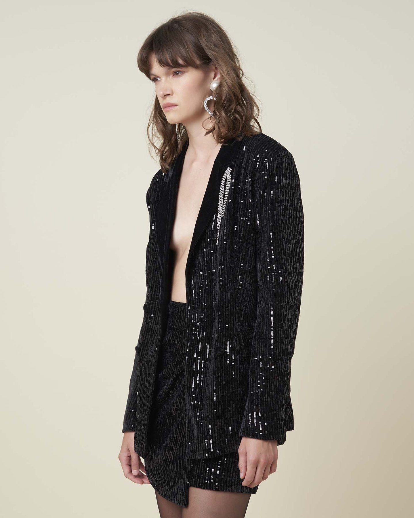 Black Polyester Women Blazer
