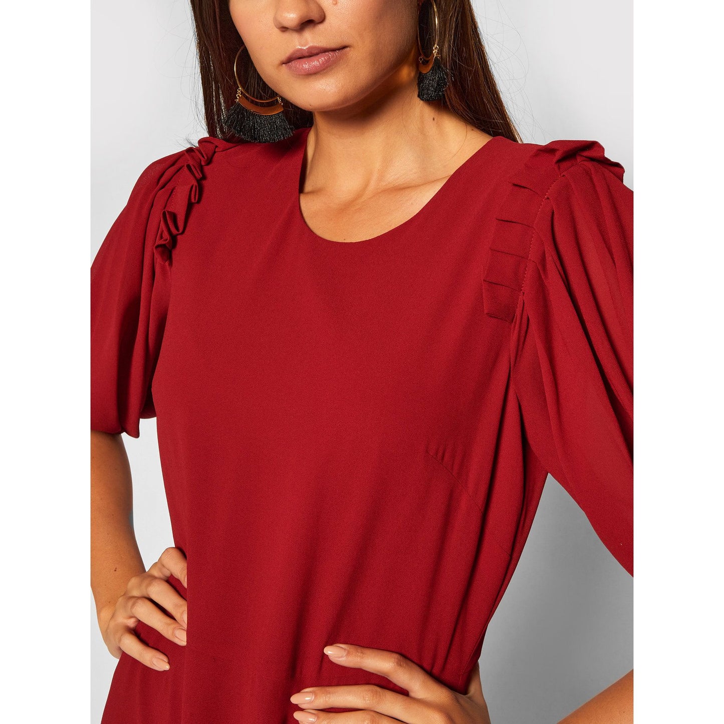 Red Polyester Women Dress