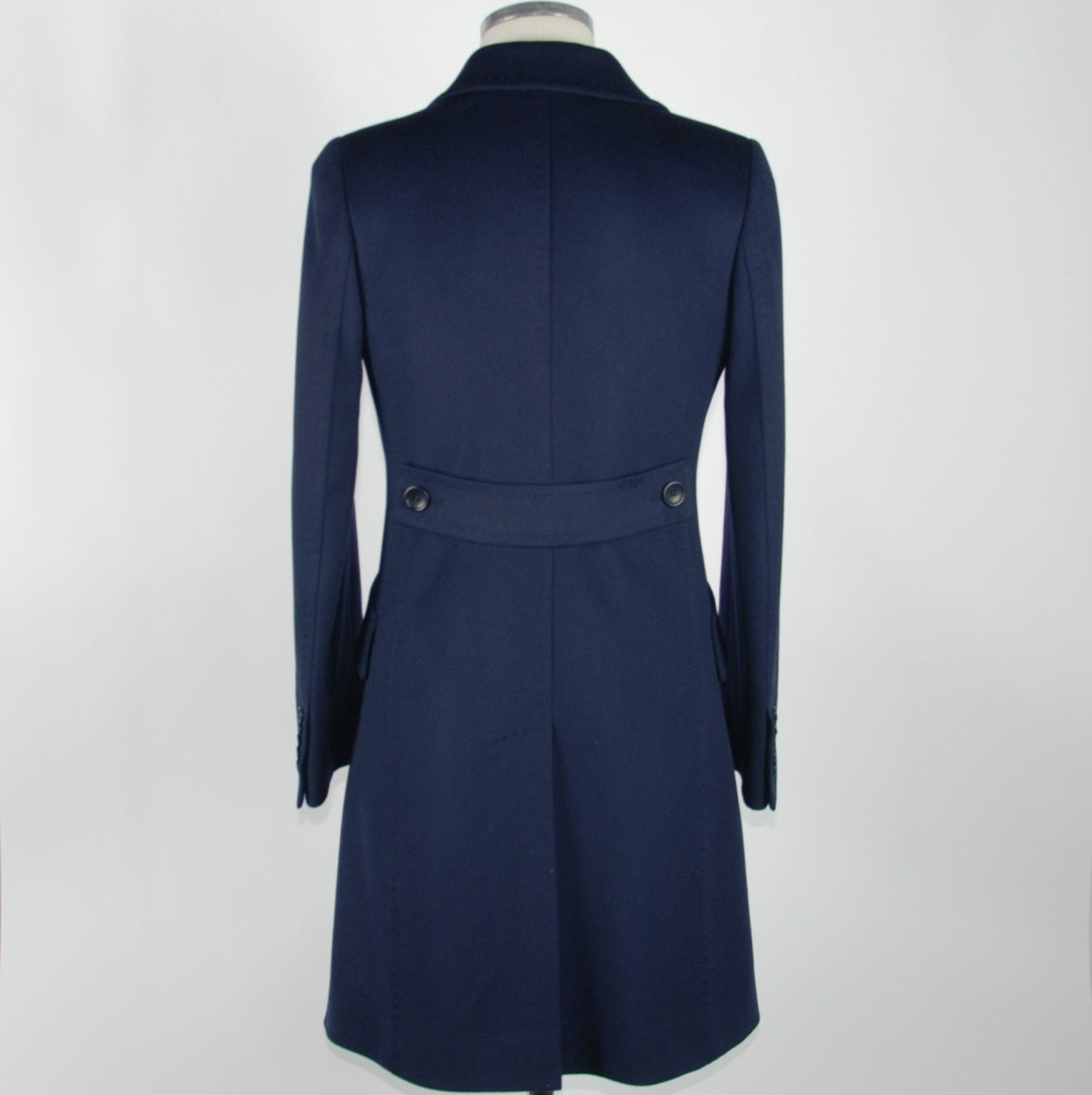Elegant Blue Virgin Wool Martingale Coat