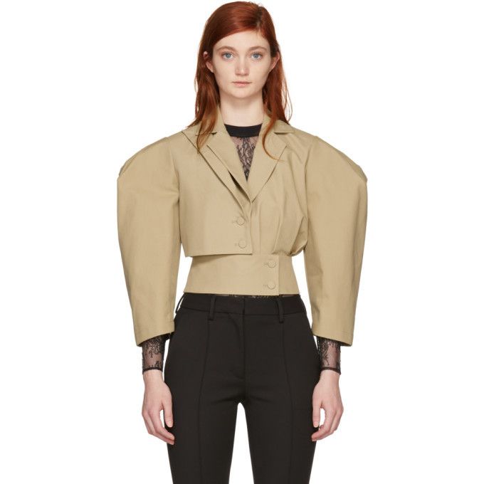 Beige Cotton Women Blazer