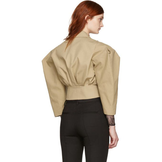 Beige Cotton Women Blazer