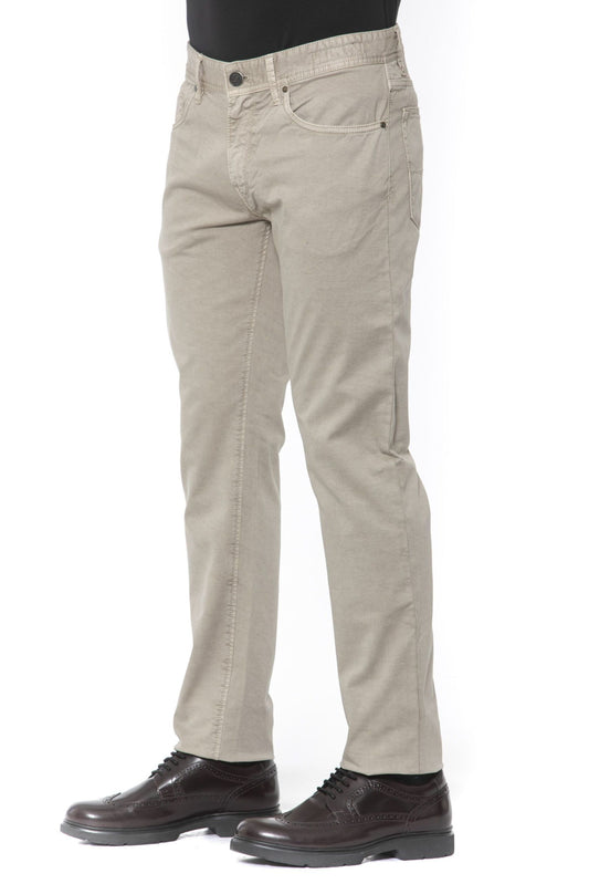 Beige Cotton Mens Trouser