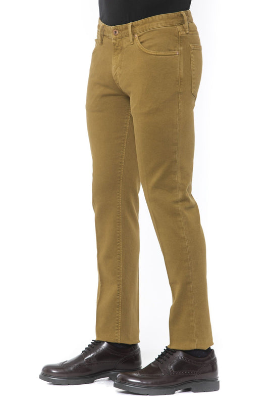 Beige Cotton Men Jeans