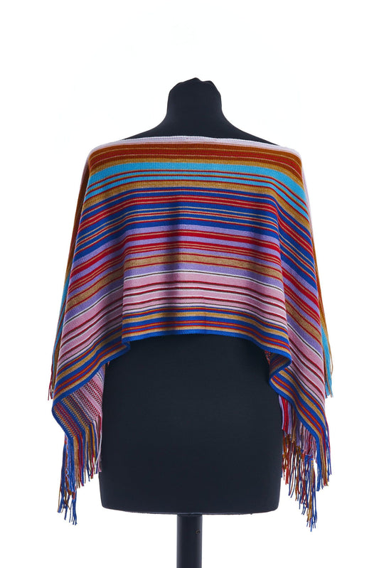 Multicolor Wool Women Poncho