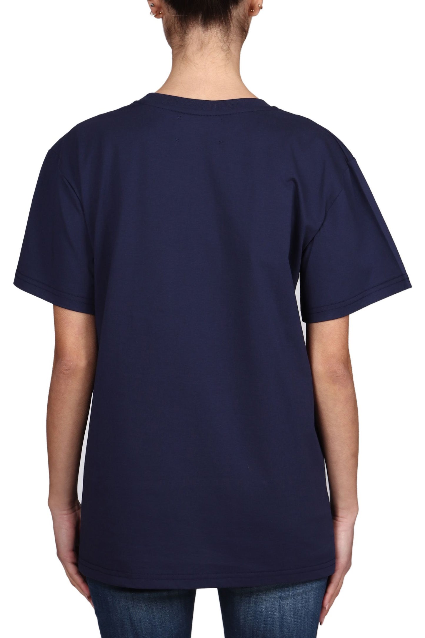 Blue Cotton Women T-Shirt