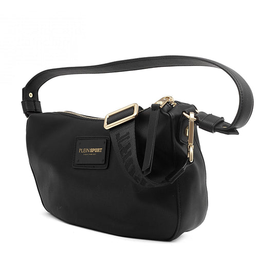 Black Polyethylene Women Crossbody Bag