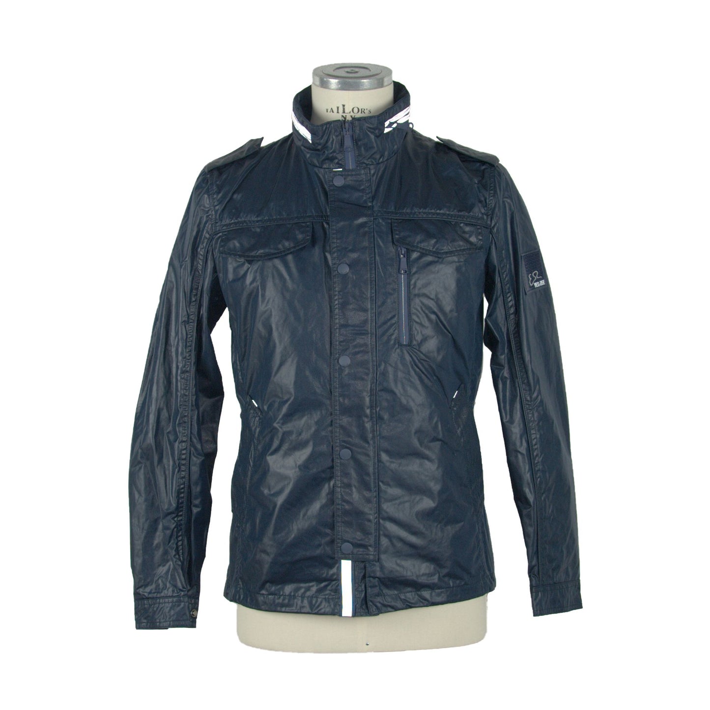 Blue Polyester Men Jacket