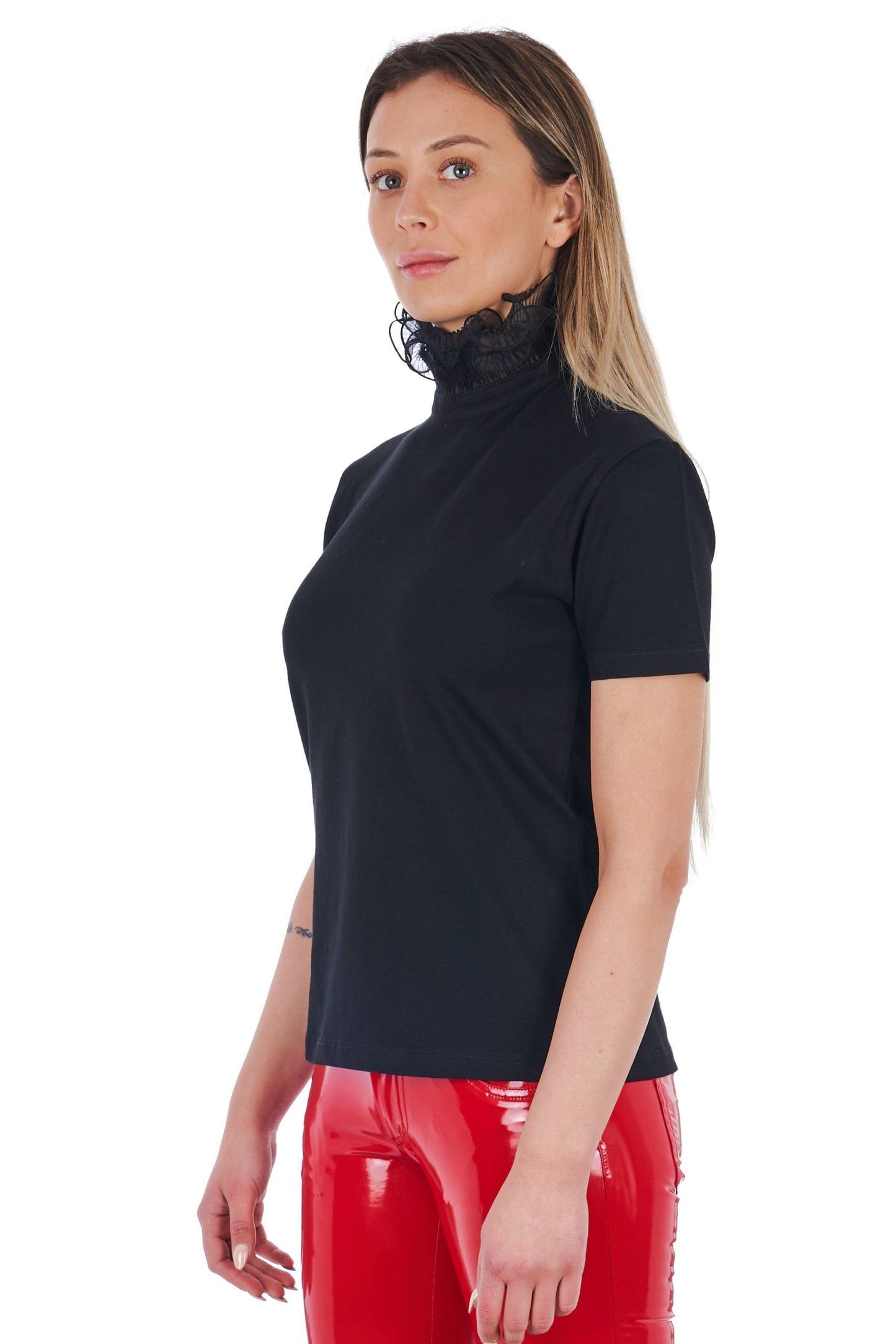 Black Cotton Women T-Shirt