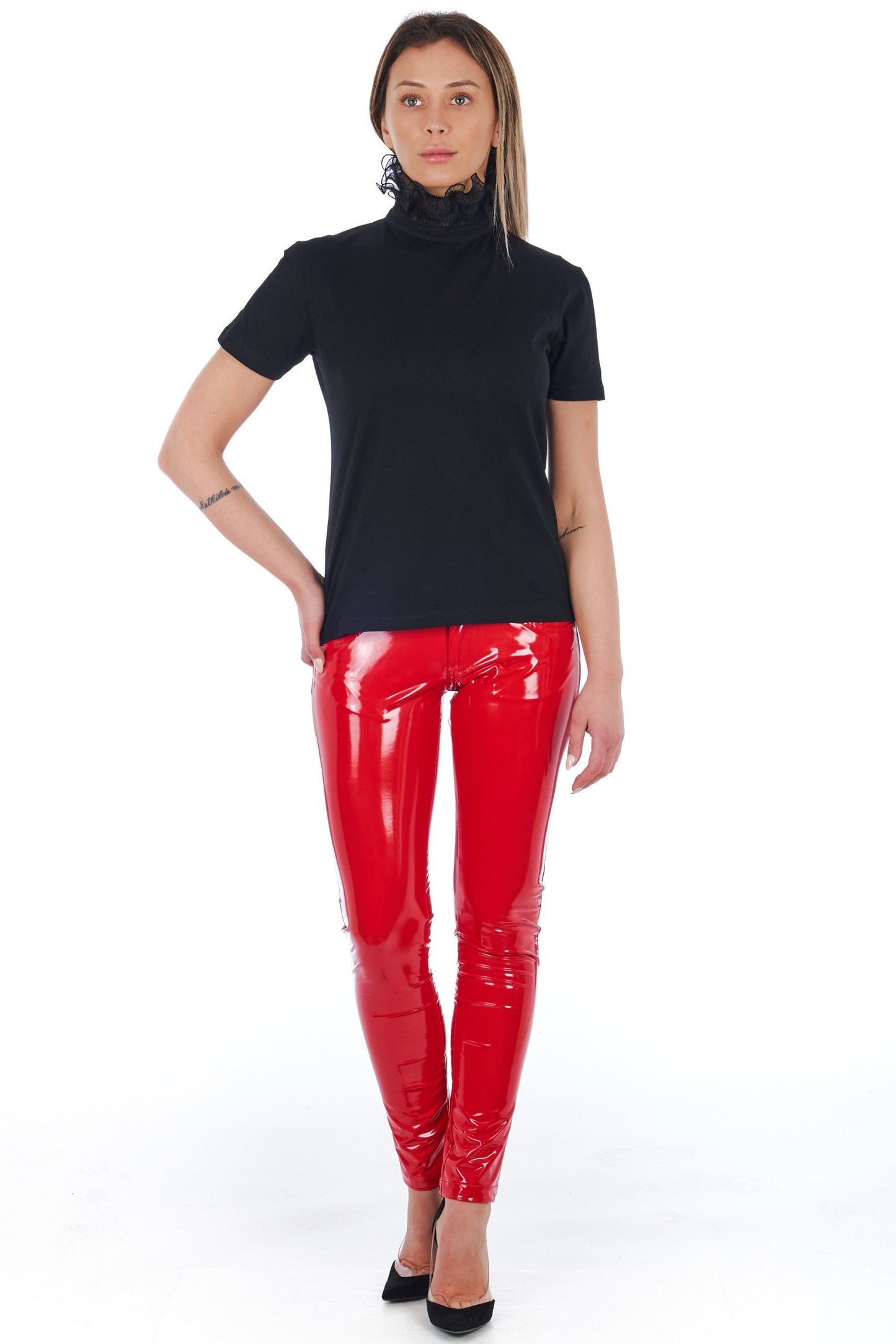 Black Cotton Women T-Shirt