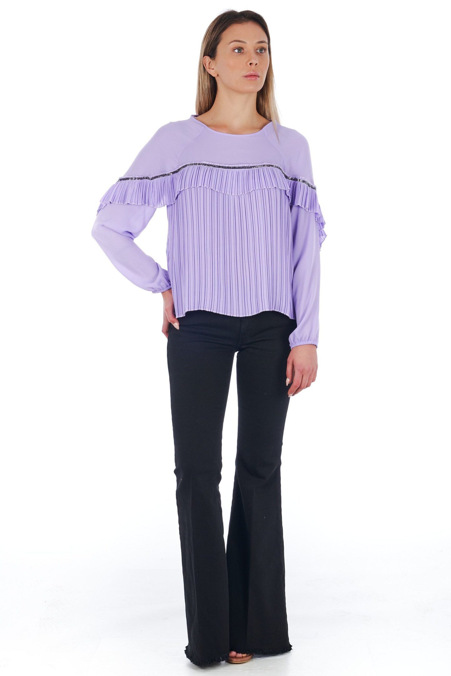Violet Polyester Women Blouse