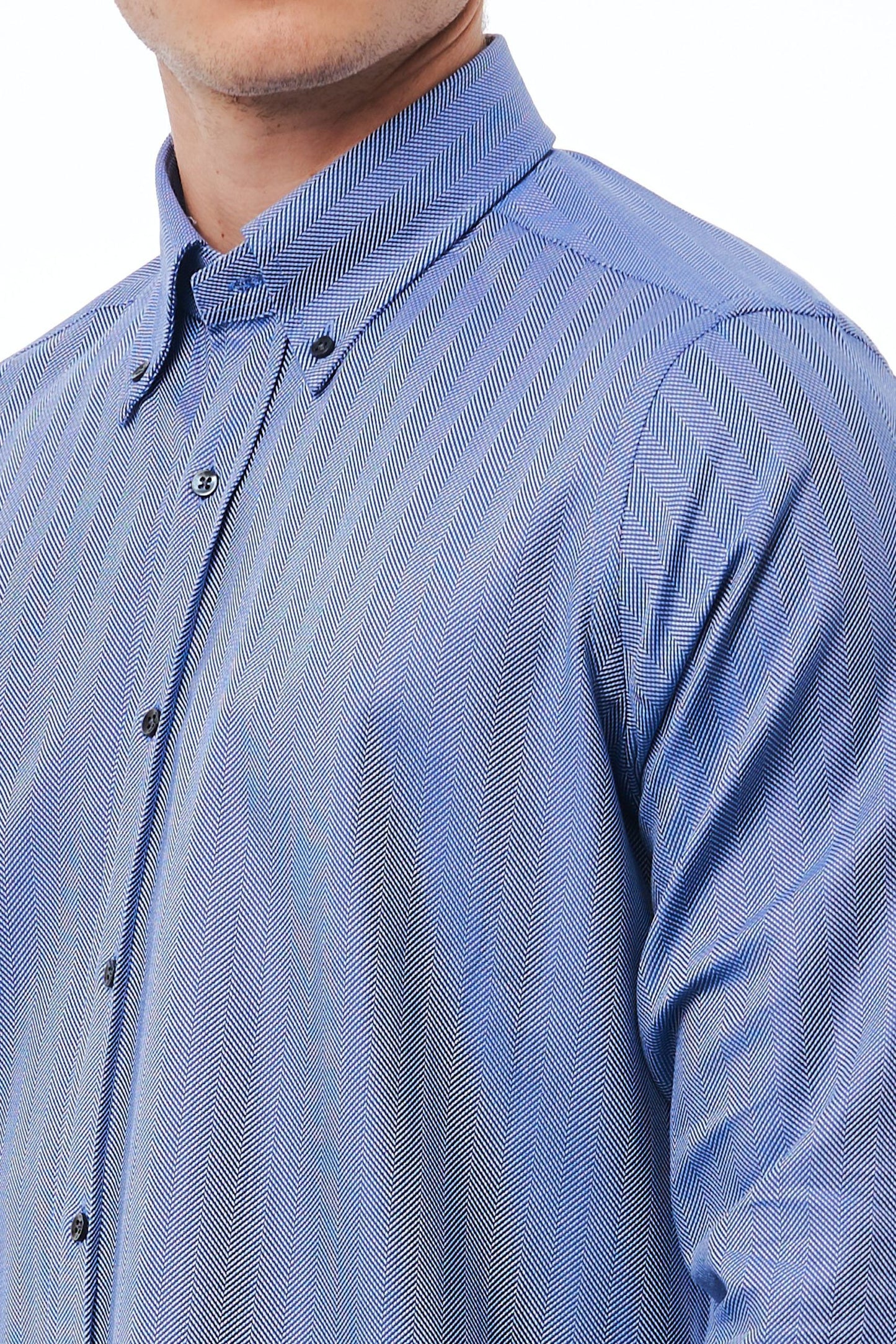 Blue Cotton Men Shirt