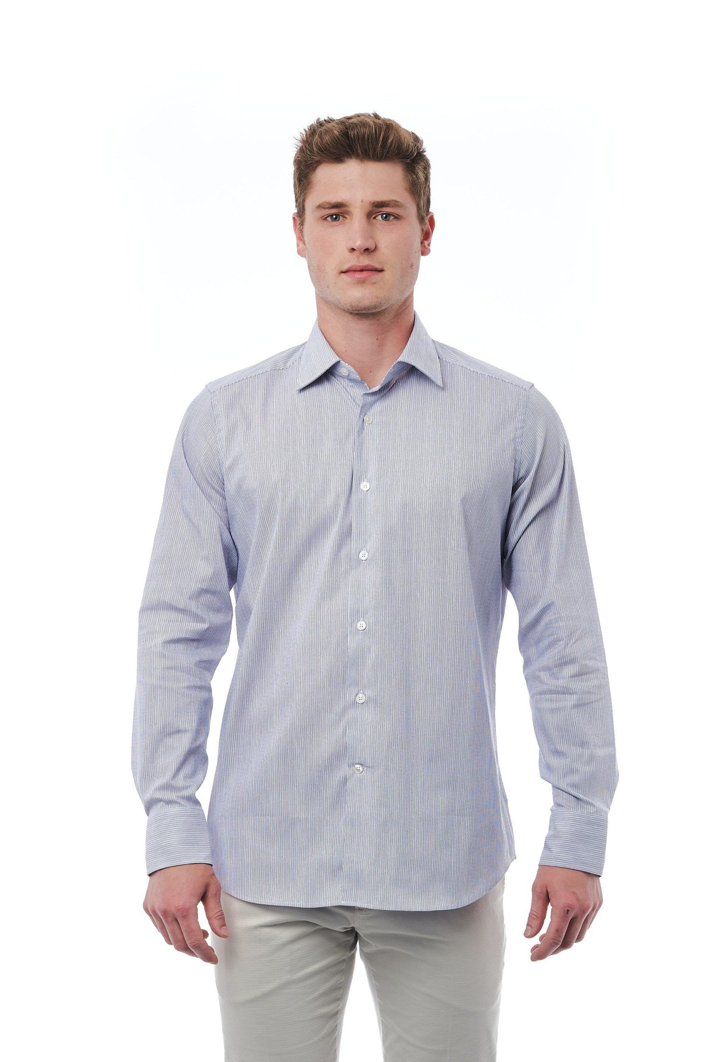 Light-Blue Cotton Men Shirt