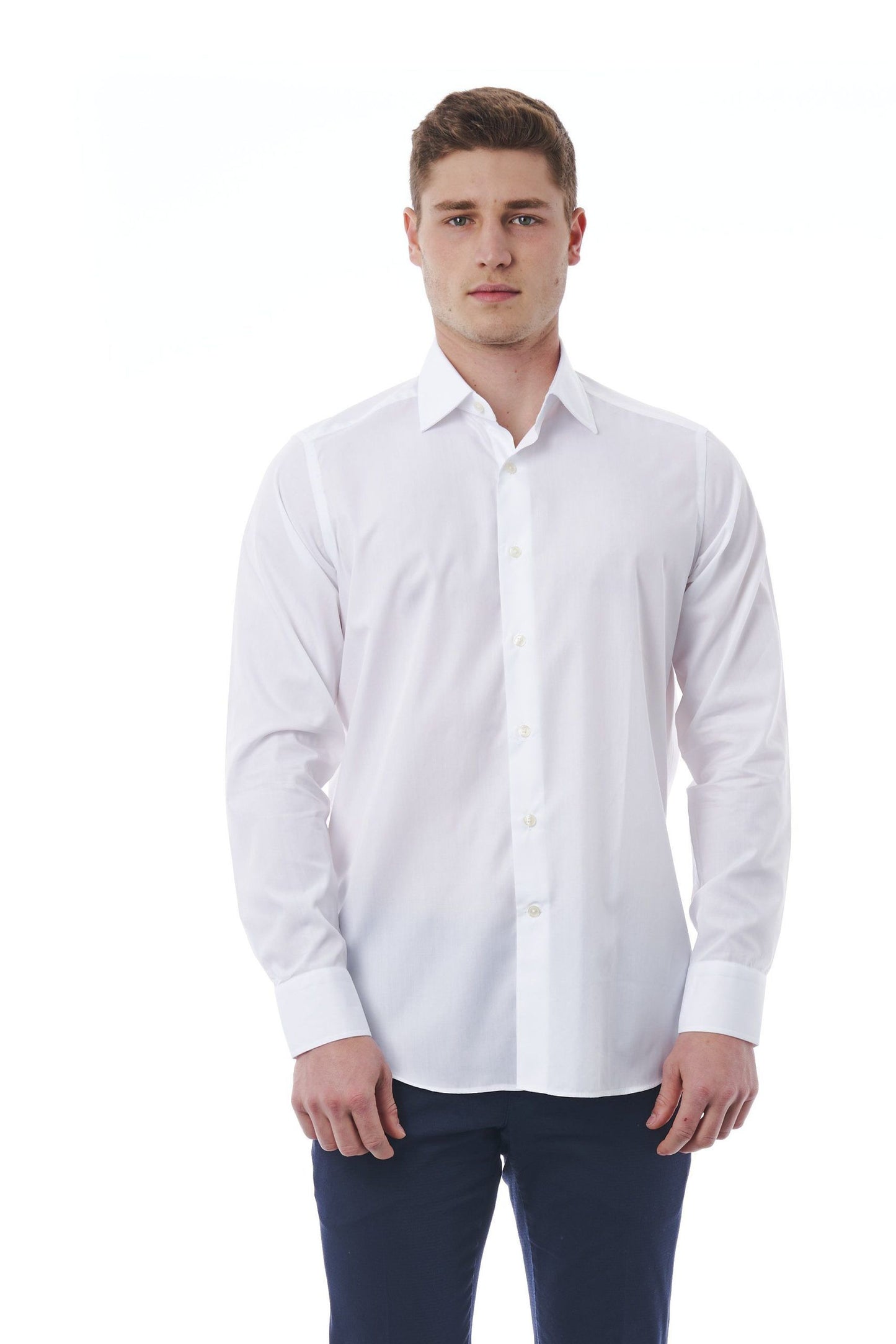 White Cotton Men Shirt