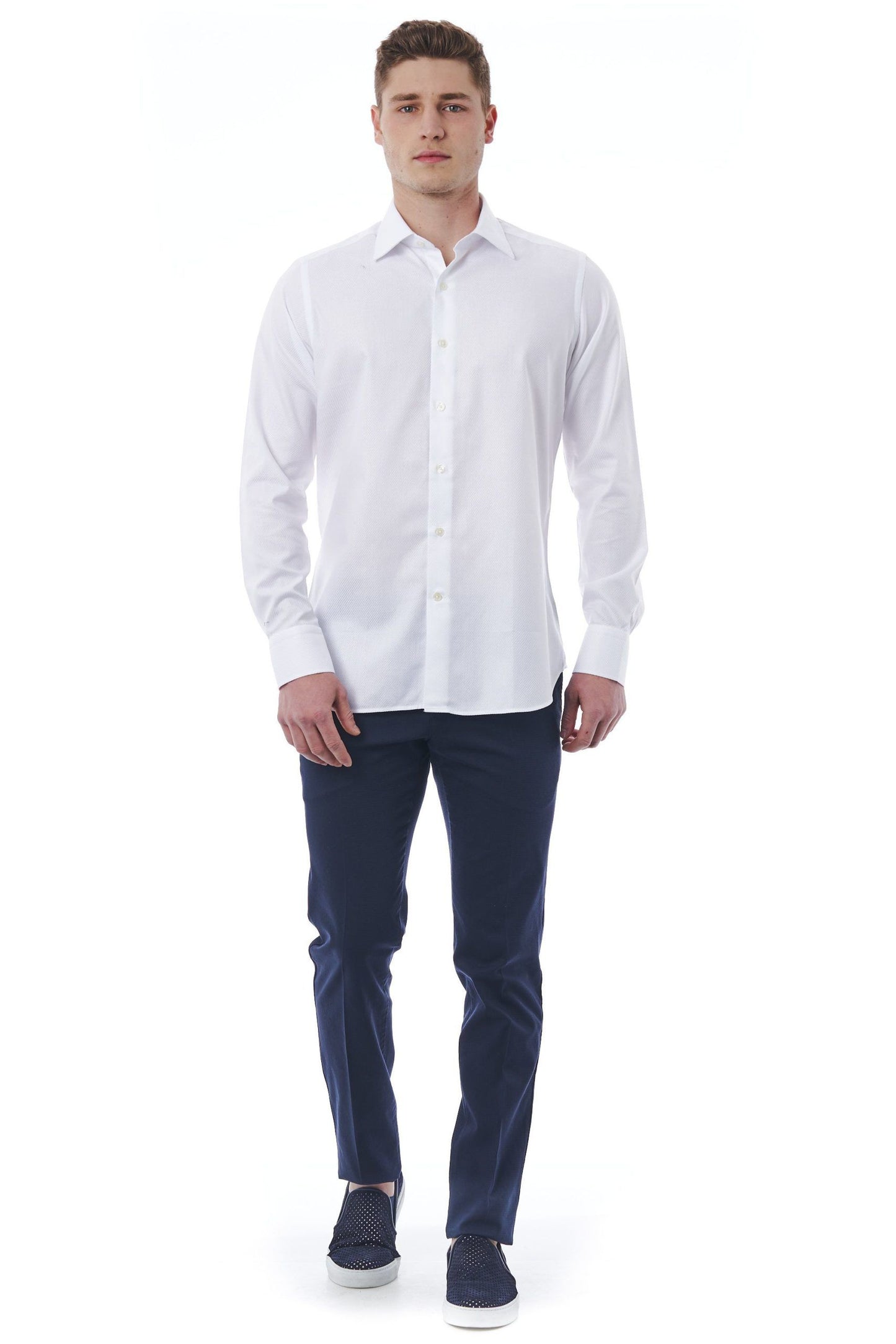 White Cotton Men Shirt