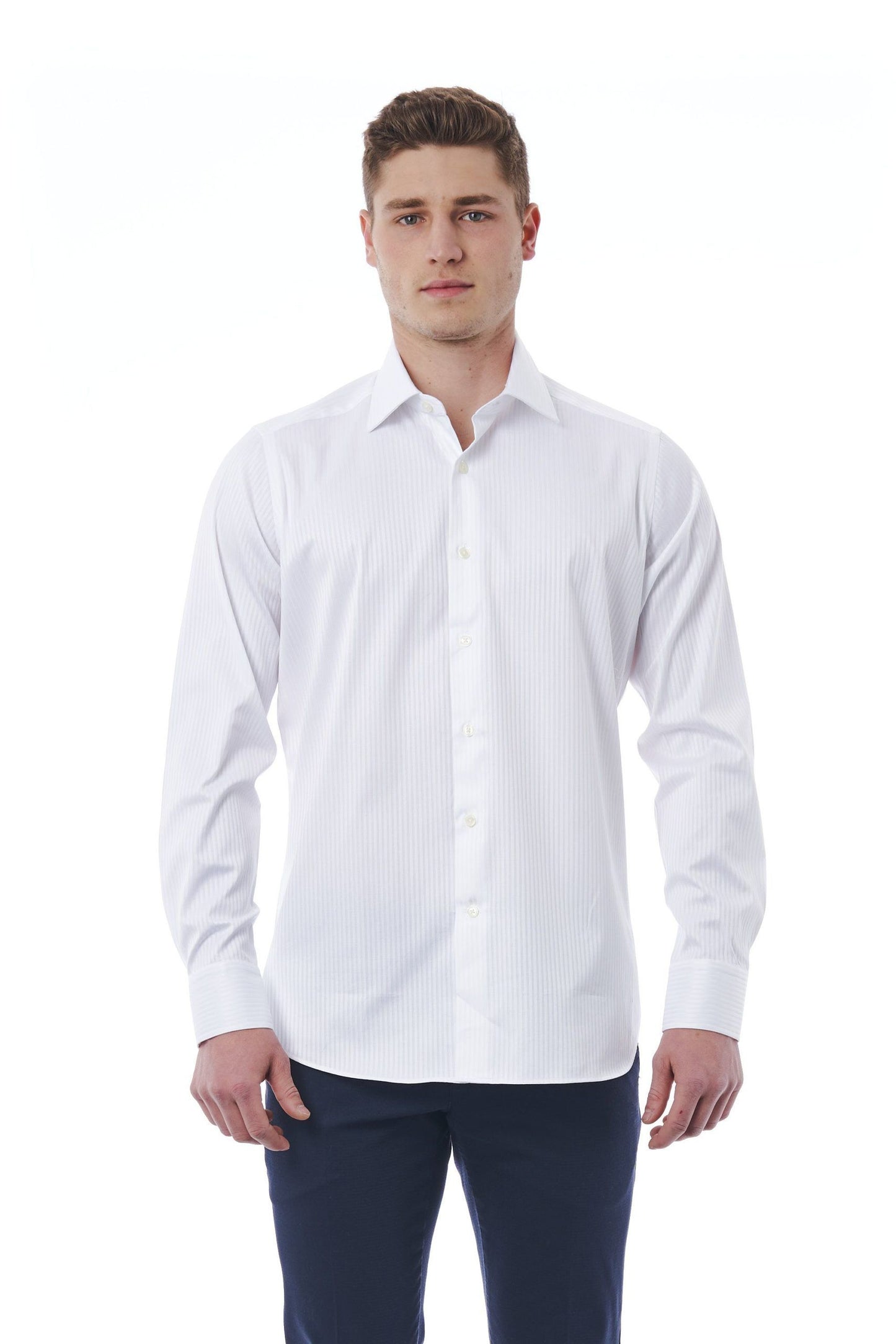 White Cotton Men Shirt